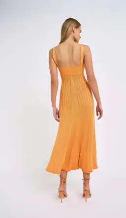By Johnny Adelita Knit Midi Dress Orange Size 8 / S for rent on The Volte - image 3