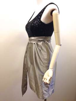 Matthew Eager Sequined Dress Taffeta silver skirt Size 10 For Race wear, formal, cocktails
