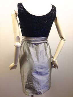 Matthew Eager Sequined Dress Taffeta silver skirt Size 10 For Race wear, formal, cocktails