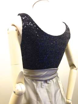 Matthew Eager Sequined Dress Taffeta silver skirt Size 10 For Race wear, formal, cocktails