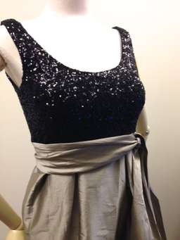 Matthew Eager Sequined Dress Taffeta silver skirt Size 10 For Race wear, formal, cocktails