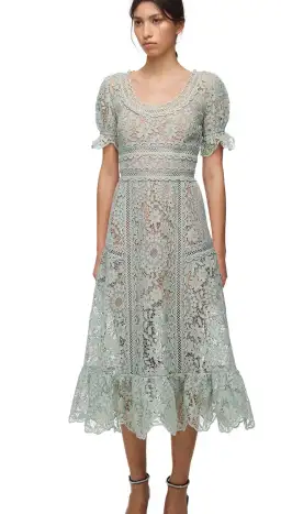 Self Portrait Guipure Lace Midi in Pistachio Size 14 for rent on The Volte - image 1