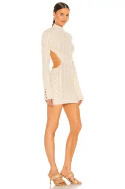 Danielle Guizio Cable Knit Backless Turtleneck Mini Dress Cream Size 6 for rent on The Volte - image 2