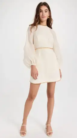 Zimmermann Rouleau Chain Mini Dress Cream Size 2/Au 12