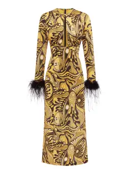 Alice McCall Gold Dust Feather Midi Dress Gold Size 4 /AU 8 for rent on The Volte - image 5