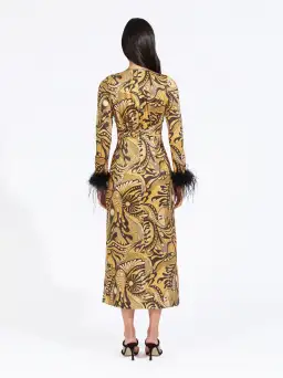 Alice McCall Gold Dust Feather Midi Dress Gold Size 4 /AU 8 for rent on The Volte - image 4