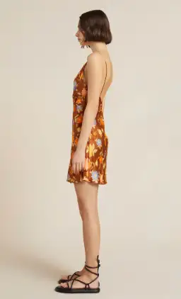 Bec & Bridge Carmen Floral satin mini dress Orange Size AU 8