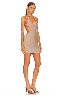 Michael Costello X Revolve Leila Mini Dress in Gold Size AU 8 for rent on The Volte - image 3