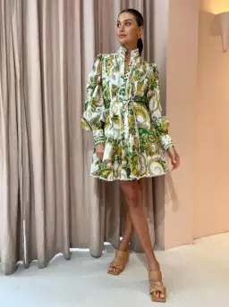 Alemais Octavia Ruffle Mini Dress Ivory Size 8