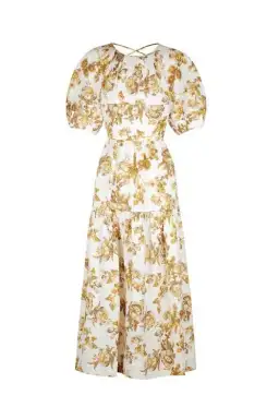 Shona Joy Bella Linen Short Sleeve Midi Dress Floral Size 8 / S for rent on The Volte - image 5