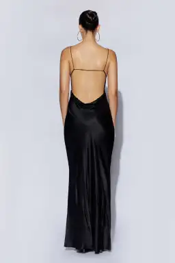 Meshki Sadie Maxi Satin Halter Ruched Slip Dress in Black Size XXS / Au 4 for rent on The Volte - image 3