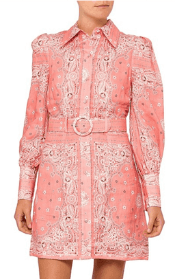 Zimmermann Bandana Shirt Dress Pink Size 12
