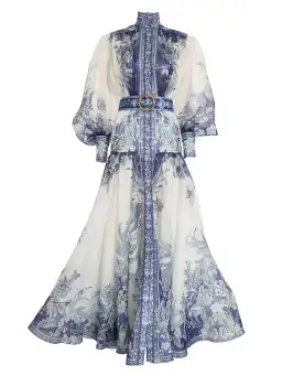 Zimmermann Glassy Billow Dress in Navy Phoenix Blue Size 1 / AU 10