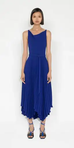 Cue Cobalt Pleated Midi Dress Blue Size 8 for rent on The Volte - image 1