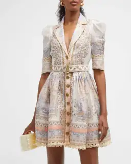 Zimmermann High Tide Mini Shirt Dress Odyssey Print Size 1 / Au 10 for rent on The Volte - image 2