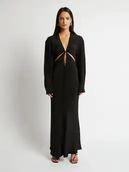 Christopher Esber Triquetra Front Tie Shirt Dress Black Size 10 for rent on The Volte - image 1