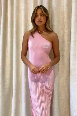 L'Idee Soiree Pleated One Shoulder Dress in Pink Size 8 for rent on The Volte - image 3