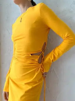 Camilla and Marc Alexandre Midi Dress in Marigold Yellow Size 10 for rent on The Volte - image 4