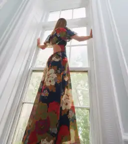 Sir the Label Bonita Puff Sleeve Gown Floral Navy Size AU 6 for rent on The Volte - image 3