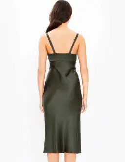 Shona Joy Douglas Tie Front Bias Midi Slip Dress In Green/ khaki In Size AU 8 for rent on The Volte - image 1