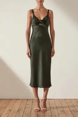 Shona Joy Douglas Tie Front Bias Midi Slip Dress In Green/ khaki In Size AU 8 for rent on The Volte - image 3