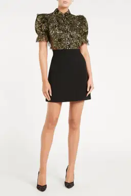 Rebecca Vallance Clementine Short Sleeve Mini Dress in Black/Lace Size 12