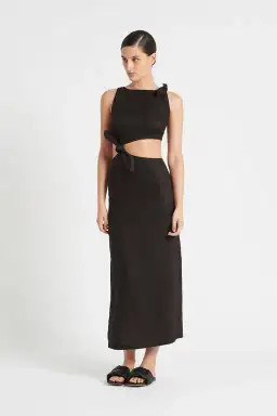 Sir the Label Ambroise Knot Midi Dress Black Size AU 6