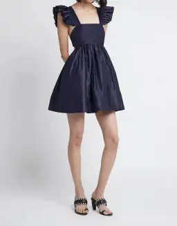 Aje Revitalise Frill Mini Dress in Washed Indigo 

Size 6 / XS
