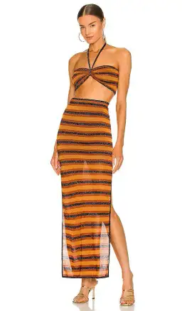 Bec & Bridge Ziggy Lurex Maxi Skirt Print Size 8
