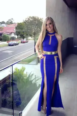 Lumier By Bariano Mesh Panel Cocktail Dress Electric Blue Size XXS / Au 4 for rent on The Volte - image 1