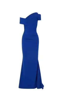 Talbot Runhof 'Moa' Ruched Stretch-Crepe Gown Blue Size AU 6 