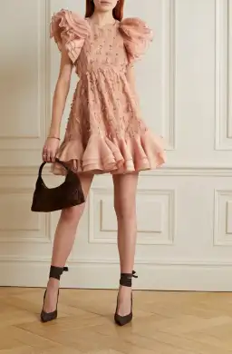 Zimmermann The Dancer Frilled Mini Dress in Blush Size 1 /Au 10