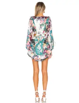 Zimmermann Allia Spliced Short Dress Green Floral Size 0 / AU 8 for rent on The Volte - image 3