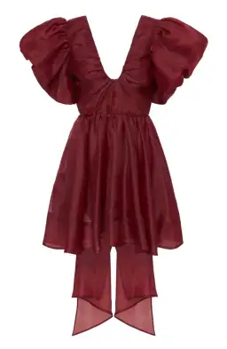 Aje Gretta Organza Mini Dress Burgundy Size 8 / S for rent on The Volte - image 4