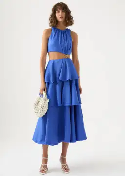 Aje Wave Cut Out Ring Midi Dress Marine Blue Size 8  for rent on The Volte - image 1