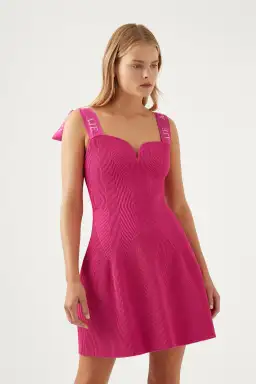 Aje Amber Knit Tie Shoulder Mini Dress Pink Size S/AU 10