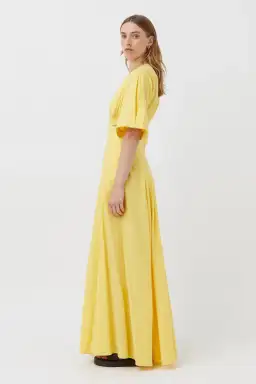 Camilla and Marc Antonella V-Neck Dress Lemon Yellow Size 10 for rent on The Volte - image 2