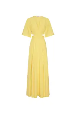 Camilla and Marc Antonella V-Neck Dress Lemon Yellow Size 10 for rent on The Volte - image 4