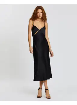 Bec & Bridge Mila Midi Dress Black Size AU 6