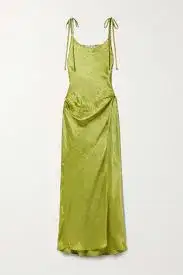 ACNE Studios -  hammered-satin midi wrap dress - chartreuse for rent on The Volte - image 1