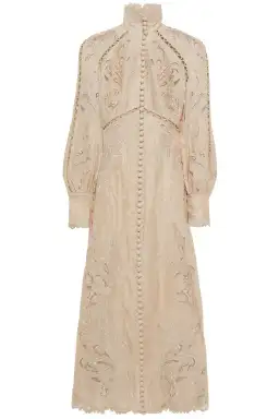 Zimmermann Bone Super Eight Embroidered Midi Dress Beige Size 1 / AU 10 for rent on The Volte - image 3