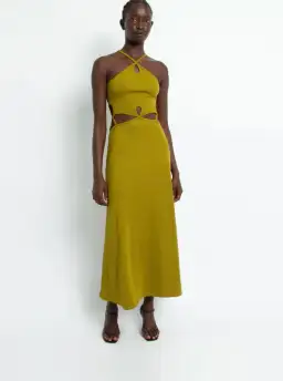 Christopher Esber Loophole Cutaway Sleeveless Midi Dress Green Size 8