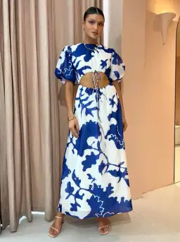 Sir the Label Vivi Frill Maxi Dress Blue Size 1 / AU 8