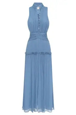 Shona Joy Noemi Sleeveless Button Up Midi Dress Ocean Size 10 / M for rent on The Volte - image 3