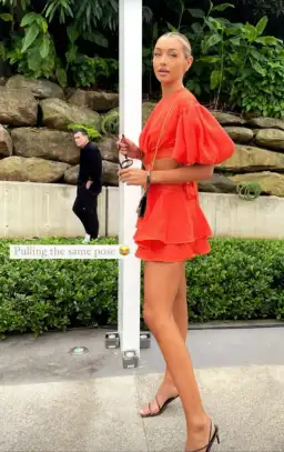 Aje Gracious Cut Out Mini in Saffron Red Size AU 6 for rent on The Volte - image 4