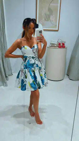 Aje Maya Tiered Mini Dress Cool Camellia Size AU 4 for rent on The Volte - image 3