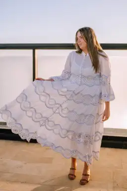 Zimmermann Cira Tiered Trimmed Dress White Size AU 16 for rent on The Volte - image 0