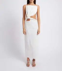 Christopher Esber Interlocked Ruched Dress White Size 8 / S