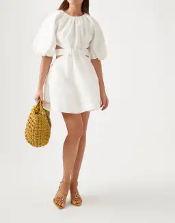 Aje Mimosa Cut Out Mini Dress Ivory Size 6 / XS