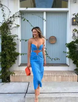 Natalie Rolt Lilo Crop and Skirt Set Blue Size 1 / Au 8